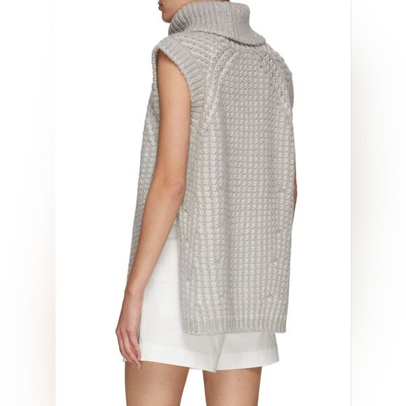 3.1 Phillip Lim Fisherman Rib Cowl Neck Wool Blend Sleeveless Sweater - Picture 4 of 14